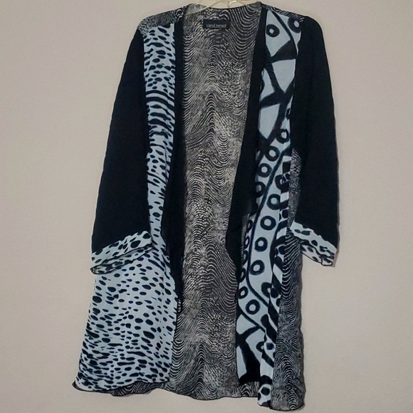 Carol Turner BLACK AND WHITE LONG KIMONO SIZE M(8-10) - Picture 3 of 12